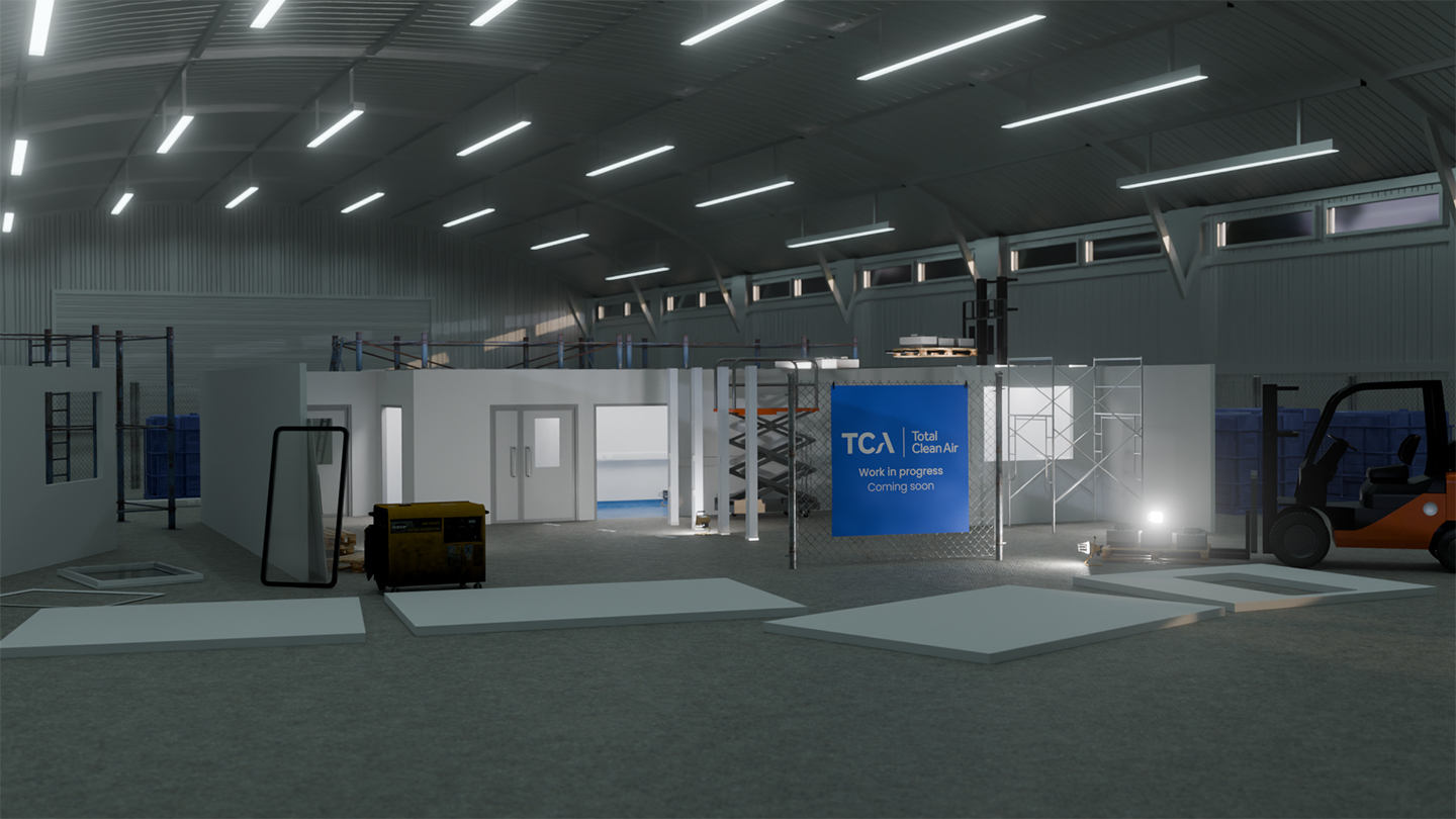 bespoke cleanroom set up in a large space